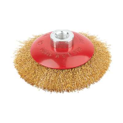 Корщетка-колесо с наклоном, гайка М14, стальная волнистая проволока 100мм 39050 